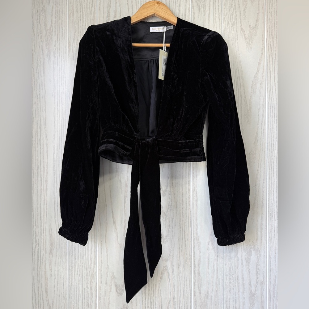 Ramy Brook Jaxon Black Velvet Wrap Jacket Size S NWT